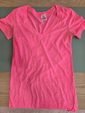 PINK Victoria’s Secret Bright Pink V Neck T Shirt XS